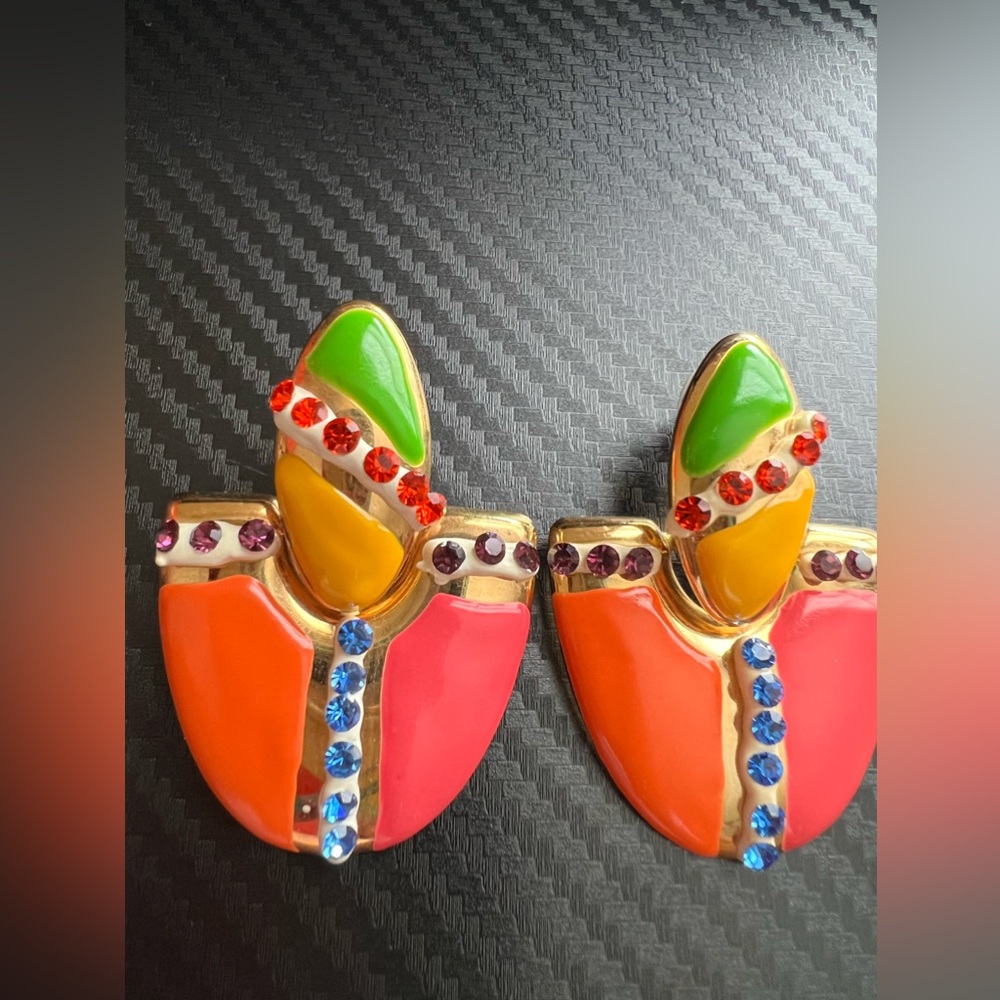 Vintage Colorful  Earrings - Picture 2 of 3